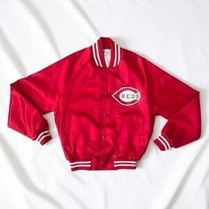 Vintage Auburn Sportswear Cincinnati Reds Red Satin Bomber Jacket Sz M Retro